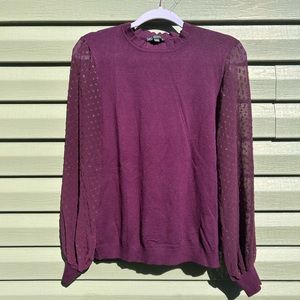 Adrianna Papell- Mock Neck Top with Sheer Sleeves